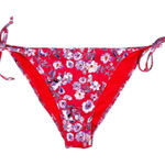 H&M Red Floral Swim Bikini Bottoms Side Tie Size 6 Photo 0