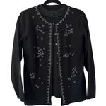 Jenny Black Beaded Embellished Cardigan Sweater Top Women's Small Holiday Y2K Photo 0