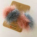 Handmade Kawaii faux fur pompom dangle threader earrings✨ Photo 3