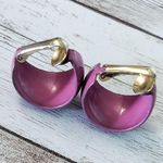 Vintage Clip On Earrings Fuchsia Hoops Photo 8