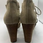 Paul Green  Hana Sandals Taupe Embossed Nubuck Leather Ghillie Platform Heel 7.5 Photo 9