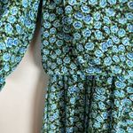 Vintage Blouson Dress Blue Roses Floral Pleated Skirt Women Plus Size Retro 90s Photo 11