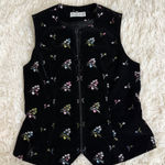 Vintage Floral Embroidered Velvet Vest Sleeveless Top Black Retro Y2K Size M Photo 0