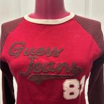 Guess  Women's red and maroon long sleeve baseball Tee vintage Y2K Medium Photo 3