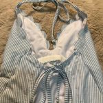 Jessica Simpson Swimsuit Size Large Tie Back Striped Blue White Ruffle One Piece Photo 4