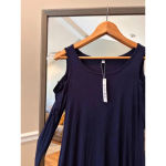 Qixing Navy Cold Shoulder Dress Size Small Blue Photo 1