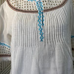 Love Sam Abigail Embroidered Peasant Top in White Photo 4