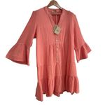 Faherty Dream Cotton Gauze Kasey Dress Coral Dusty Pink NWT Size Small Photo 5