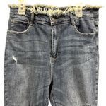 Risen Frayed Kick Flare Distressed Denim High Rise Blue Jeans Raw Hem Womens 32 Photo 9