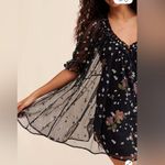 Free People Black Floral Mini Dress Photo 2