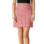 Loft  00 Textured Geo Jacquard Shift Skirt Ivory & Blood Orange shimmer detail​ Photo 5