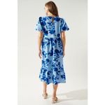 Sugar Lips  Skyline Floral Papillon‎ Puff Sleeve Midi Dress Size XS Blue Cottage Photo 6