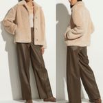 Vince Textured Faux Fur Jacket Shacket Teddy: Light Fauna Tan Beige Photo 10