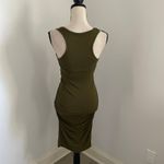 Venus  Ruched Tank Dress XS Olive Green Racerback Bodycon Midi Mature‎ Resortwear Photo 3