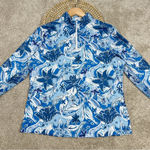 Gottex  Tops 1/4 Zip Longsleeve Floral Printed Blue High-Neck Golf Size L Photo 3