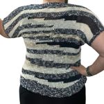 Lucky Brand SMALL Striped Loose Knit Notched V-Neck Short Sleeve Sweater Photo 5