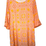 Anthropologie Everly Orange White Shift Dress Womens Medium Geometric Lined USA Photo 0