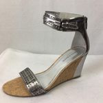 Marc Fisher Silver Metallic Ankle Strap High Heel Sandals Shoes 8.5 Photo 6