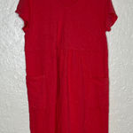 J.Jill Women's V-Neck Cotton Short Sleeve Dress Salmon Orange Pockets Large Photo 0