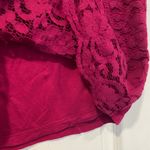 New York & Co Size M Magenta Lace Short Sleeve Stretch Zip Back Top Pink Size M Photo 7