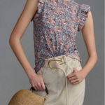 Nation Ltd  Tank‎ Top Paulette Cherry Blossom Ruffle Pima Cotton Foral Size XS Photo 0