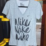 Nike  Slim Fit T-Shirt Gray Black Cursive Spellout Size Medium Photo 0