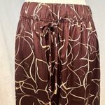 Adrianna Papell copper mocha & white abstract satin wide leg pants medium NWT Photo 1