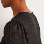 Boden Blouson Blouse Top Sweater Black Gold Sparkle Cropped Ribbed V Photo 1