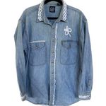 Gap Vintage  Denim Western Bow Shirt Button Down Coastal Cowgirl Dainty Large Photo 0