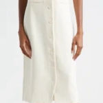 STAUD NEW! Una ivory button down sleeveless Midi dress sz L Photo 0