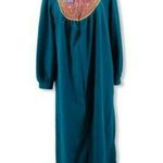 Vintage House Coat Zip Front Velour Robe Long Quilted Satin Small Photo 8