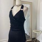 Celestial Ethereal Whimsygoth Black Mesh Silver Glitter Halter Prom Dress XS 1/2 Photo 1