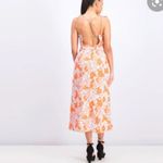 Free People Dress 8 NWOT Beach Party Shoulder Midi Linen Orange Floral Summer Photo 7
