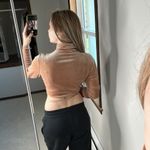 Open Edit : Velvet Keyhole Mock Neck Long Sleeve Crop Top Photo 1