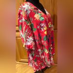 Karen Kane  Fresh Squeeze Short Sleeve Tie-Front Top Red Tropical Floral Size 3X‎ Photo 2