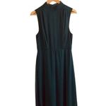 Lulus NWT  Chiffon Sleeveless Highneck Key Hole Back Side Slit Maxi Dress M Green Photo 2