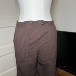 LUCY Brown Cargo Pants Lots Pockets Tie Up Waist Medium Short Photo 4
