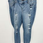 Torrid Medium Wash Bombshell Skinny Denim Jeans Stretch Distressed Size 22R Photo 0