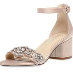 Betsey Johnson  Women's Sb-Mel Heeled Sandal tan silver size 5.5 Photo 0