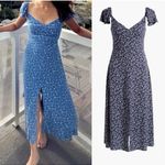 Reformation New! Baxley Midi Dress Dark Blue Photo 4