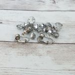 Vintage Clip On Earrings Long Metallic Dangle Silver Photo 5