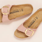 Birkenstock New  Madrid Big Buckle Nubuck Leather Sandals in Soft Pink Photo 0