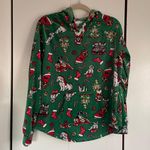 No Boundaries Dog Print Christmas sweater with hood in green Photo 0