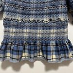 Love Shack Fancy  Stanley Smocked Plaid Dress in Blue Yellow Denim Skies Size Large Photo 5