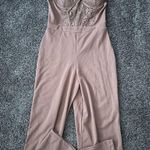Iris  Lace Detail Jumpsuit in Tan Photo 0