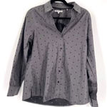 Foxcroft  Women's‎ Non-Iron Shaped Polka Dot Button Front Shirt Black Gray Size 8 Photo 0