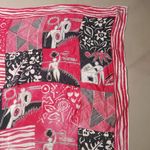 Oscar de la Renta Silk Scarf Twilly Vintage Abstract Red Black Print Japan READ Photo 7