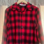 Calvin Klein Jeans NWT  Red and Black Plaid Flannel Shirt Size Medium Photo 6