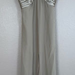 Tadashi Shoji Vintage  Champagne Taupe Silk Halter Maxi Gown with Shell Beaded 6 Photo 0