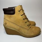 Timberland Women's Amston Wedge High Heel Wheat Suede Leather Boots SIZE 9 Photo 1